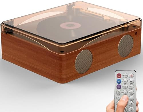 Retro Vintage Record Player Style CD Boombox | 2000mAh Portable avec Deux Haut-parleurs stéréo et éloignée | Plusieurs Modes de Lecture pour la Maison, décoration de Bureau