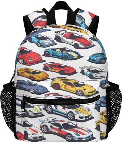YSBKN 30,5 cm Mini-Rucksack, Schultasche, Vorschule, Kindergarten, Kindertasche, Kindergarten, Reisetasche für Kleinkinder, Jungen, Mädchen, Sportwagen, 12 inch, Tagesrucksäcke