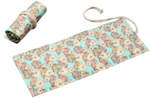 Pen Curtain Rose Palm Leaf Maple Leaf Plant Pattern Canvas Pen Curtain Sketch Multi-Size Roll Pen Bag-Rose-72 Holes