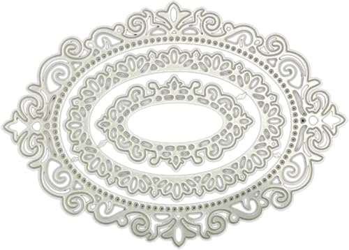 3D Vintage Oval Lace Border DIY Die Cut for Card Making Frame Cutting Die Embossing Templates for Photo Scrapbook Crafts Photo Frame Cutting Dies for Card Making Lace Border Embossing Die-Cuts