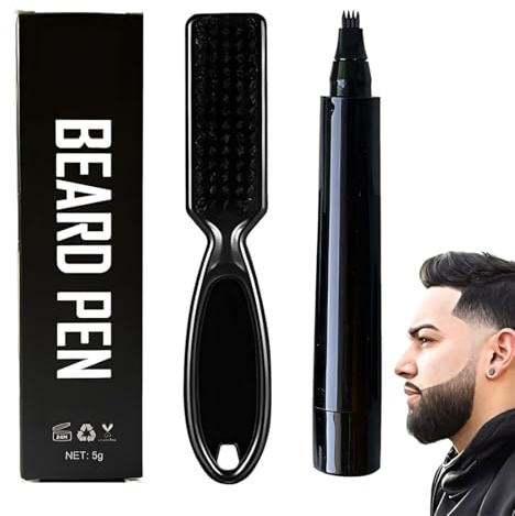 Kit Penna per Riempimento Barba,Matita per Barba e Pennello per Barba,Beard Filling Pen Kit,Beard Pencil Filler,Impermeabile Lunga Durata Strumenti per Scolpire Barba E Modellare Le Sopracciglia