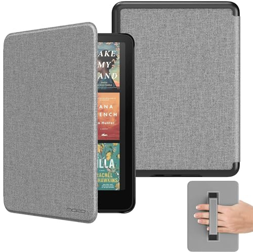 MoKo Hülle für Kindle Paperwhite 7 (12. Gen, 2024), Grau | Kompatibel mit Kindle Colorsoft Signature Edition 2024, leichte Hülle mit Handschlaufe, Auto Schlaf/Wach