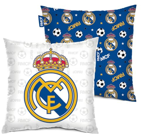 ARDITEX, Cojin Real Madrid, Real Madrid Niño Decorar la Habitación, Cojin de 40 x 40 Cm, Ideal para Darle un Toque Futbolero y Moderno al Cuarto de Cualquier Aficionado