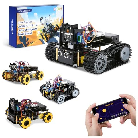 ACEBOTT Robotik für Kinder ab 12+ Jahren, 4 in 1 Roboter-Bausatz mit 3MP Kamera + Panzerfahrzeug,Roboter Spielzeug kompatibel mit Arduino und Scratch, App und Fernbedienung,für Kinder und Jugendliche