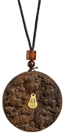 Agarwood Peace Pendant Halsband med guldplätering - eleganta träsmycken for män och kvinnor