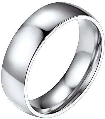 PROSTEEL Damen Bandring Edelstahl Größe 52 6mm breit hochglanzpoliert Finger Ring Modeschmuck für Frauen Freundschaftsringe Partnerringe Verlobungsringe Accessoire