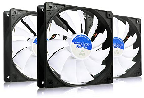 AABCOOLING Silent Force Fan 12-Efficient 120mm with 4 Anti-vibration Pads, Computer, Intake, 12V, 120mm Case, Quiet Fan - Value Pack 3 Pieces, 12.9 dB(A), 57 CFM, 1100 RPM