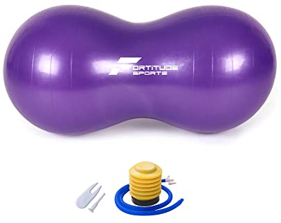 Fortitude Sports Peanut Ball 45cm by 90 cm | Anti Burst Exercise Ball for Yoga, Pilates, Fitness and Physical Therapy | Peanut Shaped Swiss Ball