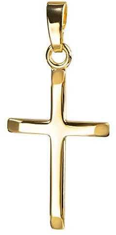JEVELION Anhänger-Kreuz Goldkreuz für Damen, Herren und Kinder mit abgeflachten Kanten als Kettenanhänger 585 Gold 14 Karat mit Schmuck-Etui