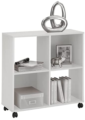 FMD furniture Etagère de Bureau, Bibliothèque sur roulettes, idéale pour Les dossiers A4, Blanche, 72 x 77 x 33 cm (L x H x P) 290-001E