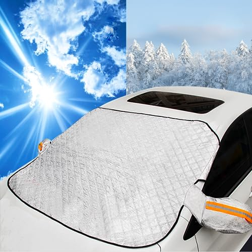 Fafaherr Frontscheibenabdeckung Auto Sonnenschutz Windschutzscheiben Abdeckung mit Magnet Fixierung Auto Frostschutz Abdeckung Faltbare Autoabdeckung gegen Sonne/Staub/EIS/Schnee/Frost, 160 x 130 cm