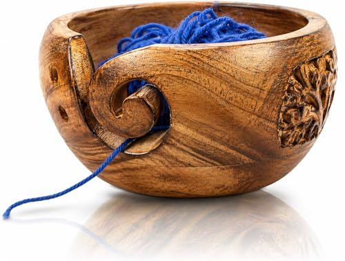 Handgefertigte hölzerne Garn- und Häkelschüsselhalter für Skiengarn, Garnbälle, dekorativer Aufbewahrungs-Organizer, Häkeln, Nadelarbeiten, Strickzubehör, Zubehör, Zubehör, robust, rutschfest