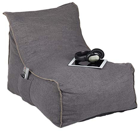 Relaxdays Pouf Poire, avec Dossier, Coussin Sol XXL, Adultes, Doux, intérieur, Mousse, siège géant, Gris