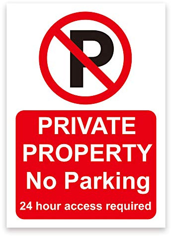 LP Lifestyle Private Property No Parking Sign – 24 Hour Access Required, Weatherproof Outdoor Warning Sign for Driveways, Garages, or Business Premises No. 005 (Red, A4 (210mm x 297mm) – No Holes)