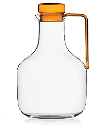 Ichendorf Milano Cruche transparente avec bouchon ambre | Collection Liberta | 185 cl | Verre borosilicate | Fabriqué à la main
