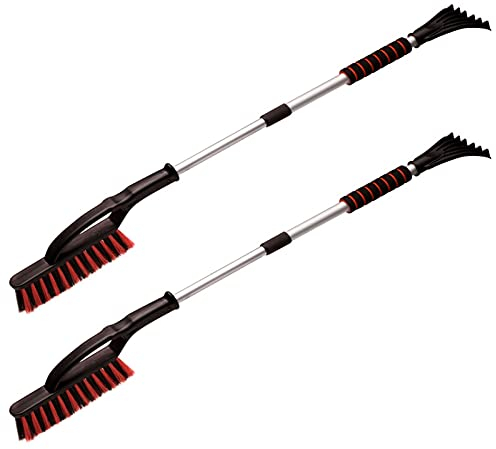 HAC24 2er Set Auto Eiskratzer mit Schneebesen Ausziehbar EIS Kratzer Teleskopstiel Eisschaber Scheibenkratzer mit Softgriff