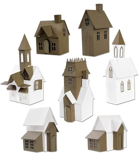 Sizzix Thinlits Dorf Kollektion Stanzformen von Tim Holtz - Für Detailreiche, Dreidimensionale Gebäude und Dioramen