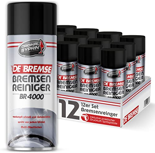 SYPRIN Original bromsrengörare är lämplig för alla typer av personbilar och lastbilsskivbromsar, kedjor, motorcykelbromsar med intensiv kraft och snabb avdunstningsformel 500 ml i 12-pack