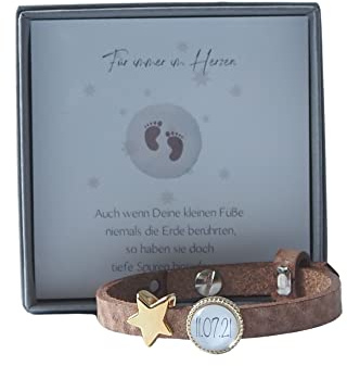 myGreta Sternenkind Lederarmband, Andenken, Erinnerungsarmband, Schutzengel, Fehlgeburt, stille Geburt