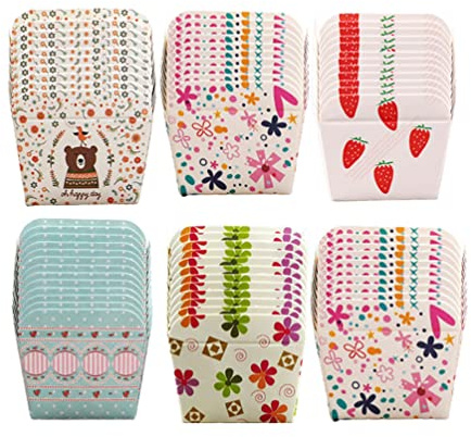 Starform 100 pcs Cupcake Cuisson Tasses Carré Cupcake Doublures Emballages de Cuisson Jetables Muffin Tasses Desserts Supports pour Pain Muffins Mini Snack