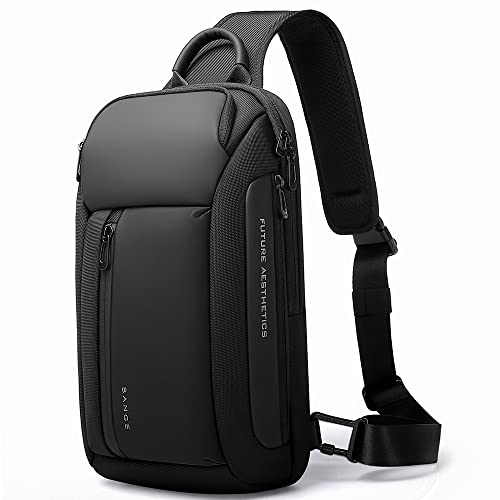 BANGE Sling Bag Wasserdichte Herren Brusttasche Schultertaschen Crossbody Sling Rucksack für Herren (Schwarz)