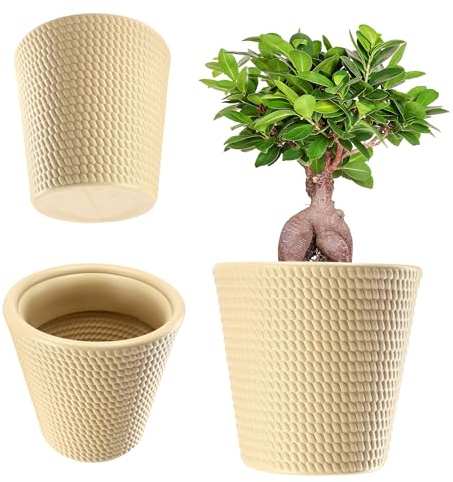 KADAX Plastic Flower Pot, Flower Pot in 3 Colours, Plant Pot, Weather-Resistant Flower Pot with Matte Surface, Outdoor Plant Pot (Cream Diameter 35 cm)