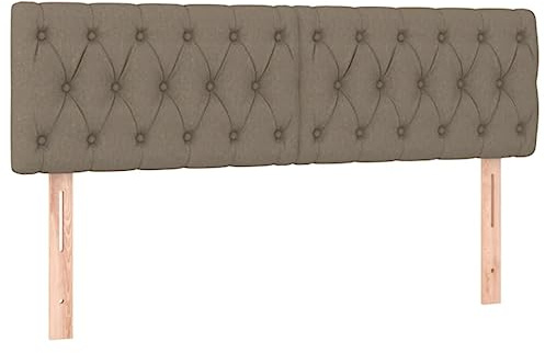 vidaXL Kopfteil, Bettkopfteil mit Holzbeinen, Höhenverstellbar Polsterkopfteil für Bett, Betthaupt Bettzubehör Schlafzimmer, Taupe 144x7x78/88cm Stoff