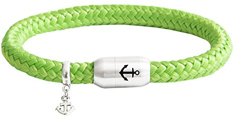 Das Original Segeltau-Armband, Unisex, mit hochwertigem Magnetverschluss & Anker Gravur, Anker-Anhänger, geflochten, handmade, 8 mm Durchmesser, für Damen & Herren, hochwertig verarbeitet & stilvoll