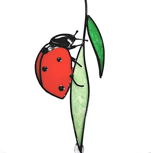 Buntglas-Fensterbehang, Sonnenfänger – Marienkäfer-Stil, hängende Innendekoration für Garten, Ornament, Geschenk