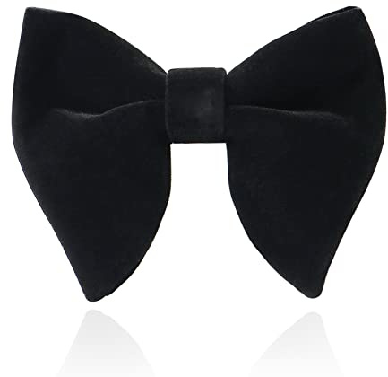 HOULIFE Papillon da uomo – Papillon regolabile in velluto pre-legato papillon monocolore con grandi farfalle per sposo matrimonio formale con confezione regalo, Nero , 12x10cm