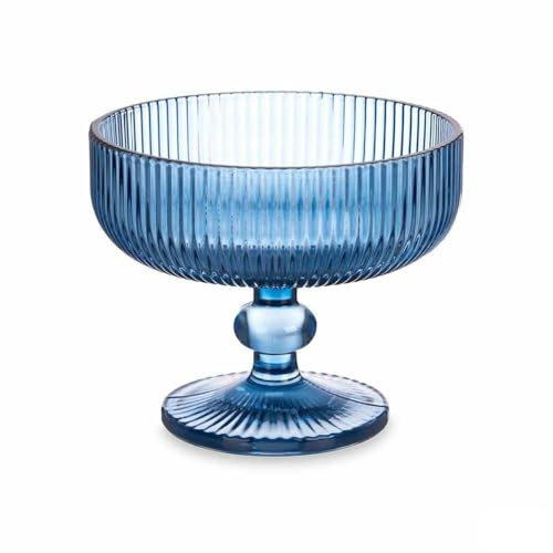 Vivalto Copa de Helados y Batidos Rayas Azul Cristal 310 ml (6 Unidades)