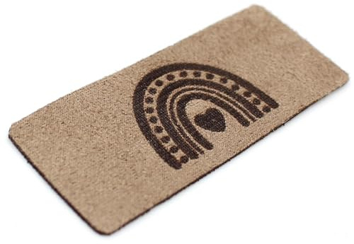 VmG-Store 10x Labels zum Aufnähen Stoff Etiketten aus Wildleder Optik Tags Textiletiketten für Kleidung und Applikation LS01 (17 Regenbogen, 10er Set)