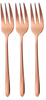 3/6/12Pcs Gold Fruit Fork Stainless Steel Coffee Tea Fork Set Ice Cream Cake Dessert Mini Forks Party Sliverware Black Cutlery (Color : 3Pcs Rose Gold)