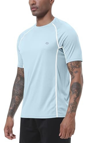 MoFiz Anti-UV T-shirt herr UPF 50+ Snabbtorkande T-shirt Rashguard Outdoor Surfing Skjorta, Blå, XXL