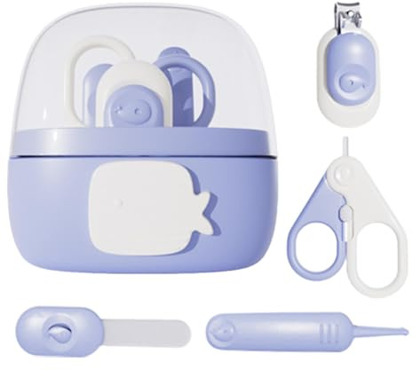 Kit tagliaunghie per bambini, set tagliaunghie per bambini, copertura antipolvere per tagliaunghie 4 in 1, cura della toelettatura, scatola sicura per manicure, forbici per unghie, set di perni | antipolvere per tagliaunghie 4 in 1, cura della toelettatura, scatola sicura per manicure, per unghie, set di perni