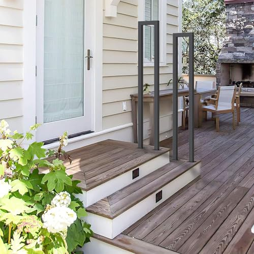 Garden Stair Railing Handrail, Black Metal Stairs Banister Hand Rail, Terrace Decking Balustrade for Indoor Outdoor, Transitional Handrail Picket for Concrete Steps or Wooden Stairs(35cm(1.1ft))