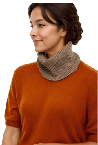 Prettystern ribbstickad män kvinnor kashmir loop halsduk kashmir unisex krage insats rund halsduk vinter tubhalsduk, Kamelbrun, One size