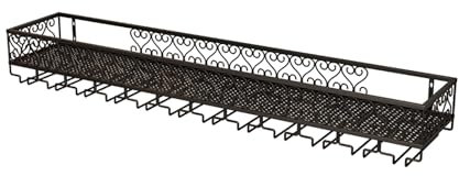 Weinregal für die Wandmontage, Weinglas- und Flaschenhalter aus Vintage-Eisen für Küche, Bar, Restaurant, hängendes, schwebendes Wandregal(Black,120x25cm 12 Row)