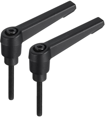 QUARKZMAN 2Pezzi Maniglie A Leva Regolabile M4 X 32mm Metrico Perni | Nero Ossido Acciaio Al Carbonio, Manopole Rotanti Maniglie Viti, Con Leva Di Blocco Nero, Maschio Filettato