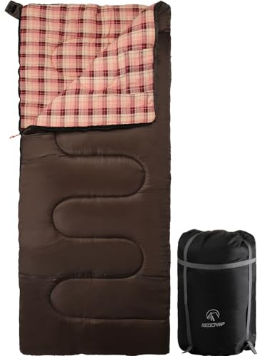 REDCAMP Cotton Flannel Sleeping Bags for Camping, 3-Season Warm and Comfortable Adult Sleeping Bag, Envelope with 2/3/4lbs Filling