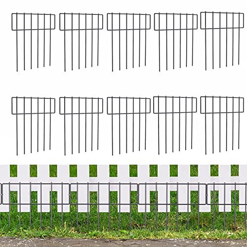 Lot de 30 clôtures de jardin décoratives pour chiens - 43,2 cm de haut - En fil métallique - Sans bordure de creusement - Noir