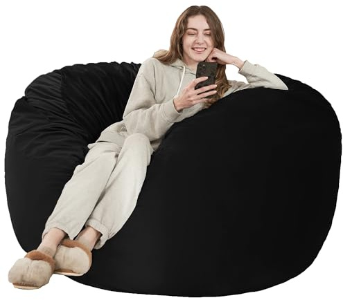 HABUTWAY Bean Bag Chair: Giant 6' Memory Foam Furniture Bean Bag Chair with Microfiber Cover - 6Ft,Black