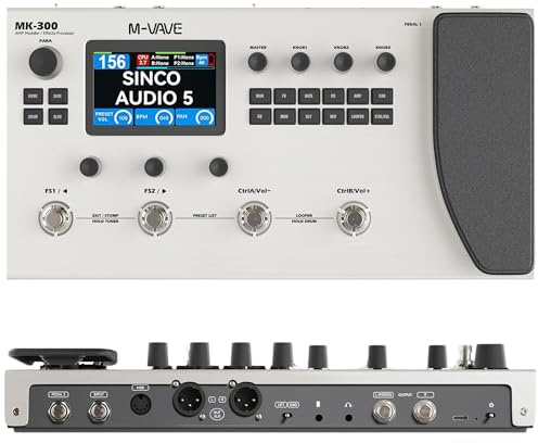M-KVIVE MK-300 Guitar Multi-Effects Processor Pedal with 320+ Effects,160 Presets,Looper, Expression Pedal, Drum Machine,MIDI Port, IR Loader,Neural Network Modeling，Guitar/Bass