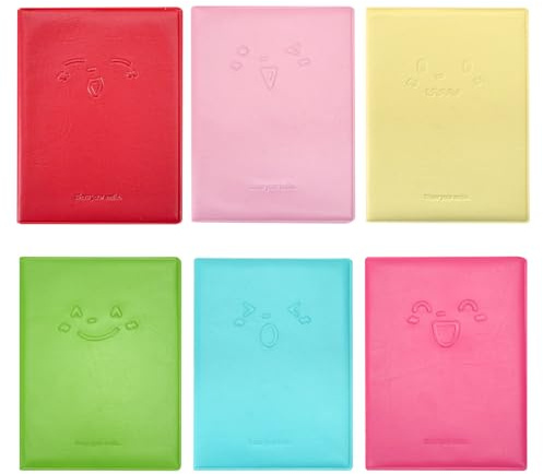 QUMENEY 6 Stück Mini-Notizbuch, kleines Taschennotizbuch, Reisetagebuch, Notizblöcke in Bonbonfarben, mit PU-Lederhülle, 10,5 x 8 cm, 100 Seiten (6 Farben)