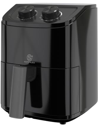 SUPERLEX Air Fryer 2.3L Compact Small Air Fryer 1200W with 30min Timer 80-200°C Temperature Control Detachable Non Stick Basket Auto-Shut Off Overheat Protection for Healthy Cooking