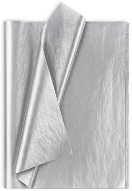 Seidenpapier Silber 50x70cm, 30 Blatt, hochwertiges Seidenpapier zum Basteln, Geschenkverpacken, DIY-Projekte, ideal für Partydekorationen, Kunst und Papierhandwerk