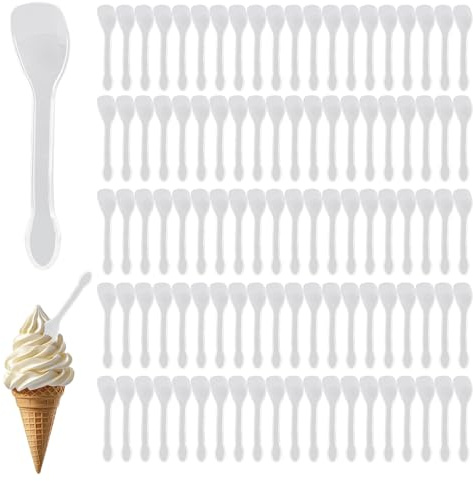 Jecdfs 100pcs Generic Plastikbesteck, Plastiklöffel, Mini Clear Plastic Spoons,10cm,Robustes Plastikbesteck Wird für Desserts, Kuchen, Partys, Picknicks und Veranstaltungen zum Vergleich verwendet