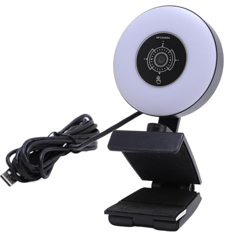 Goshyda Cámica Web 4K con Luz, Cámara Web para PC con Enchufe y Reproducción de Micrófono, Incorporado en el Enfoque Automático de Light Light Ultra Fast para Computadora