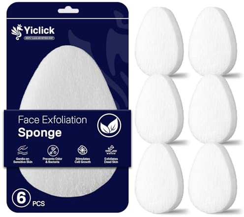 Yiclick Exfoliating Facial Sponge - Daily Cleansing Face Scrubber Exfoliator, Makeup Blackhead Remover Tools, Face Scrub Brush, Reusable Exfoliating Pads for Women
