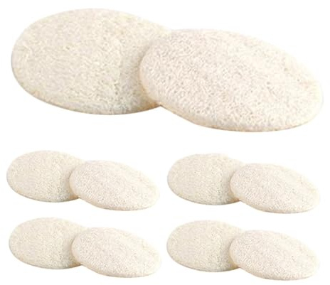 Baluue 10 Stück Luffa Gesichtspeeling Pads Sanftes Peeling Aus Natürlicher Luffafaser 5,5cm Rund Gesichts Und Körperreinigung Praktische Peeling Schwämme Für Bad Dusche Und Reisen